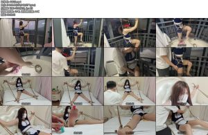 [菠萝摄影] 欧阳婉婉（第八集）女仆装单腿吊缚大字捆绑哭笑挣扎痛痒折磨-丝依依