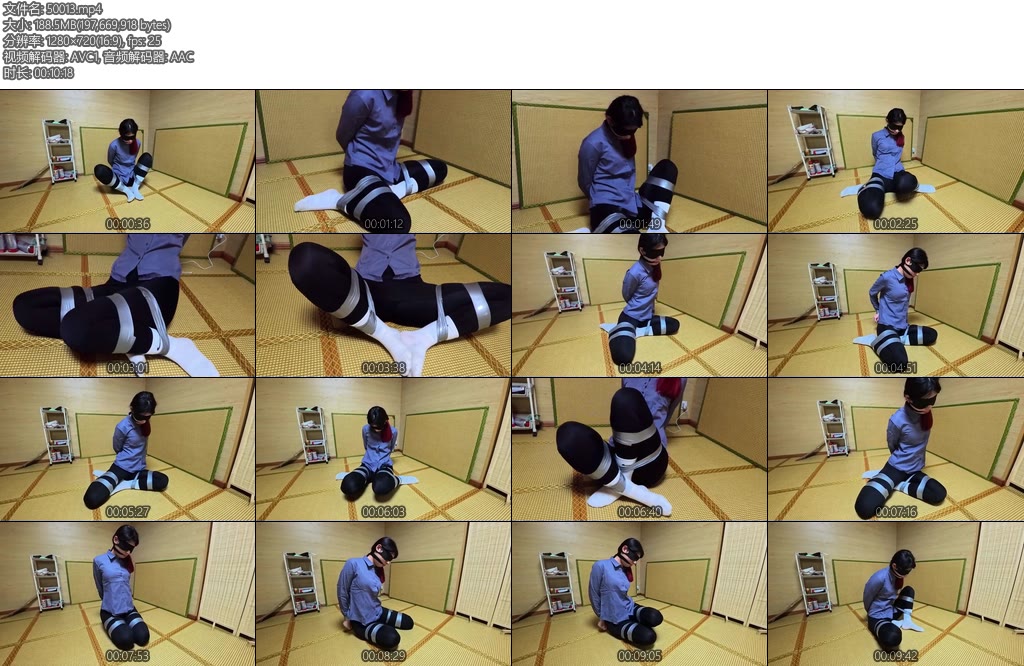 [渎竺原创] 川川欧美图复刻银色胶带折腿缚-丝依依