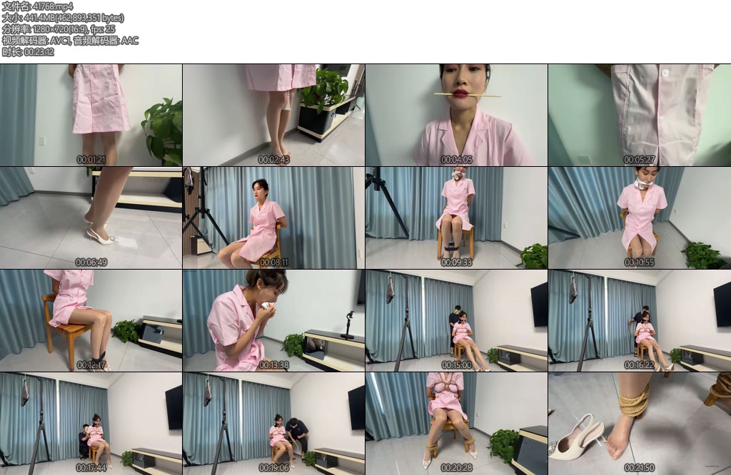 [延江艺束] 美女护士的日常素质训练腿间夹纸咬筷子流口水丝袜堵嘴-丝依依