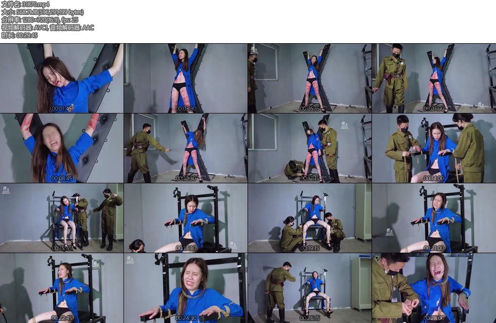 [樱束原创] 烈女—恶魔的折磨 视频烈女牢房提审X型架刑椅固定恶魔的鞭刑折磨全身都被鞭打-丝依依
