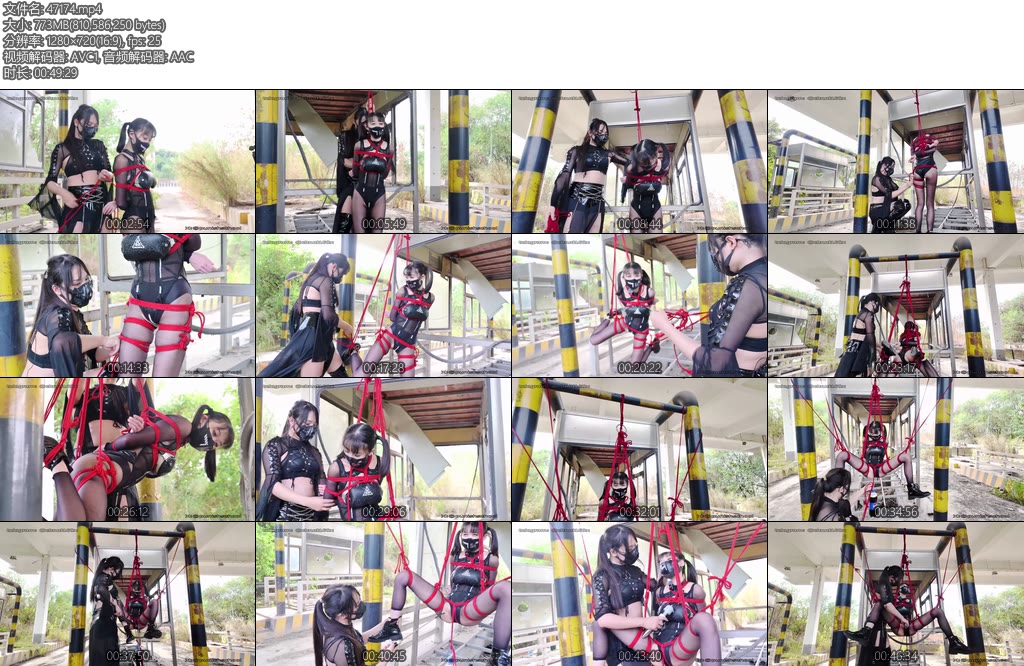 [惩戒学园] loli女战士2中女战士双马尾连体黑丝百合调教女虐女M字开脚吊户外强高野外放置股绳压迫-丝依依