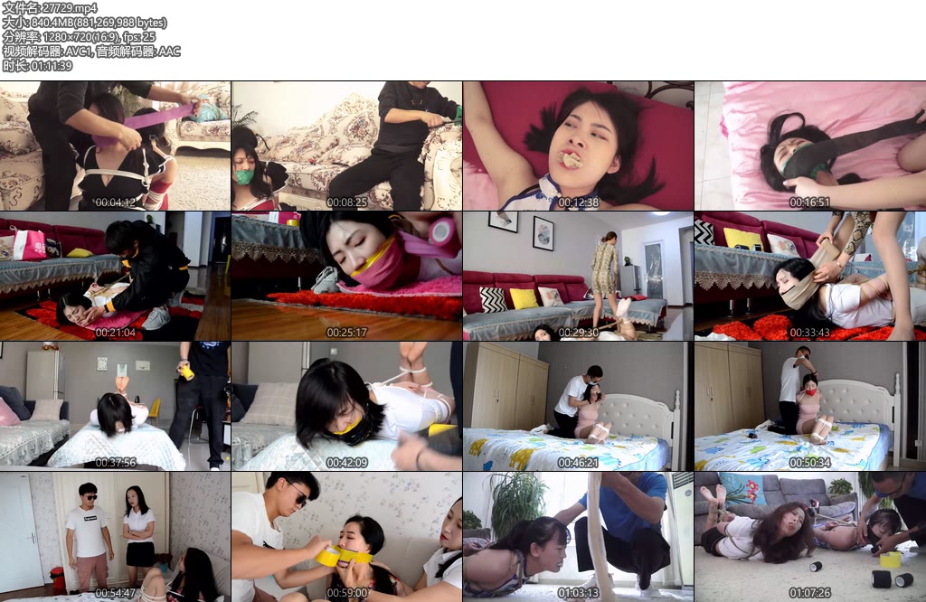 [亚洲绳艺] 细致塞嘴过程，原味堵嘴合集-丝依依