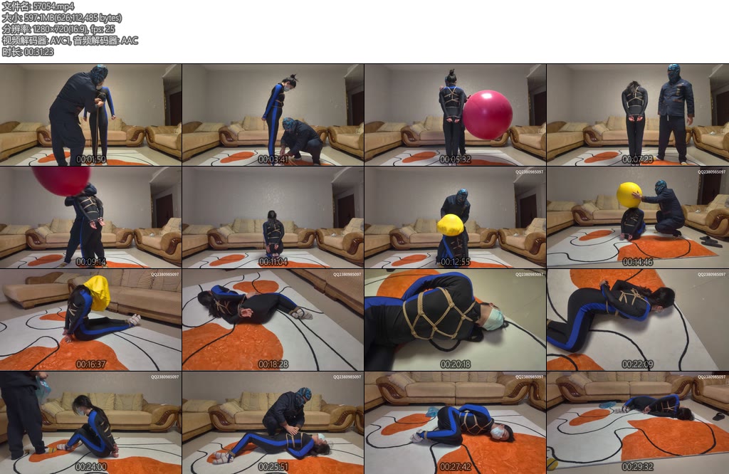 [道士下山] 恐惧绝望的气球把气球套在头上失败了好几次最后成功了绝望的空间差一点吓死模特呕吐呼吸训练皮鞭-丝依依