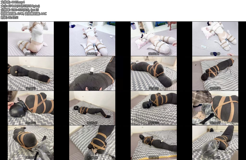 [窒物者] 可爱蟹缚超紧木乃伊可爱蟹缚连续墙高超紧木乃伊50米绳索外骨骼木乃伊后再加上头套全身上下都被紧紧包裹头套后加上胶带抑制呼吸塑料袋套头止息-丝依依