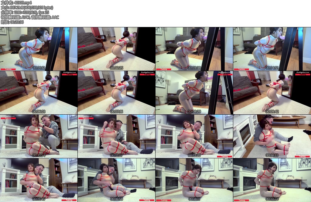 [绳精病] 连体尼龙紧身衣日常训练之紧缚口舌与夹棒练习-丝依依