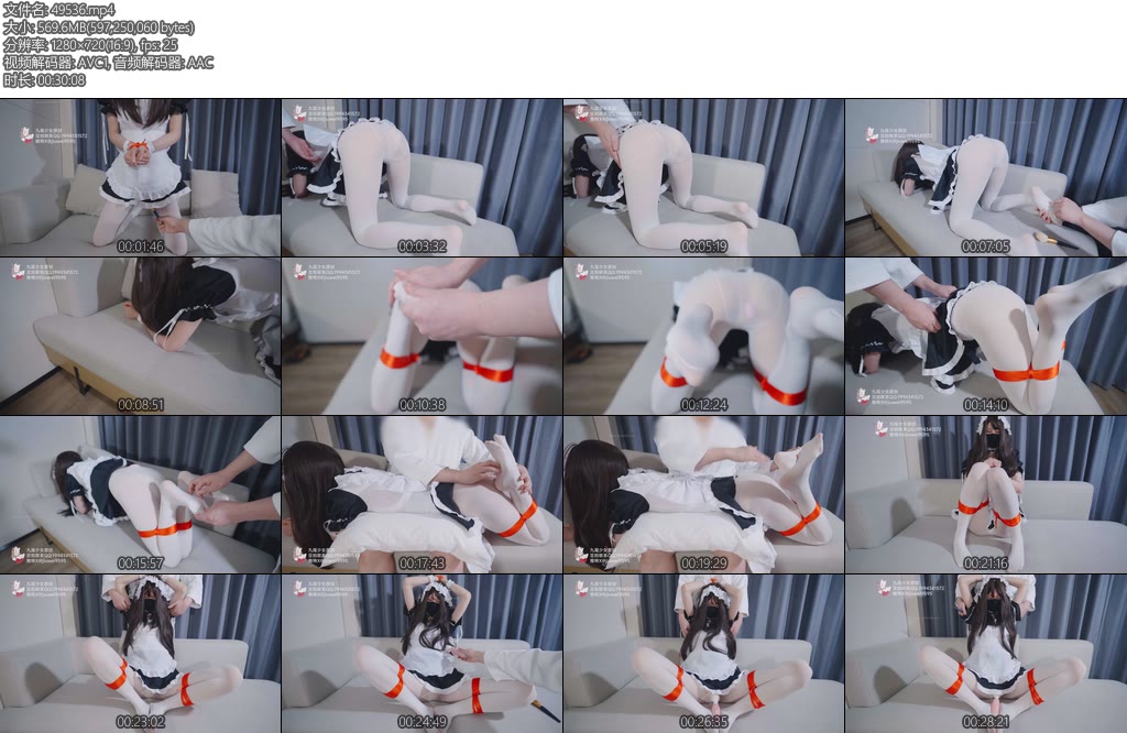 [九尾少女] 甜美白丝女仆红绳捆绑身体与丝足高强度TK挠痒美臀SP重击美臀丝足嗲声诱人TD塞入强制GC不停的呻吟-丝依依