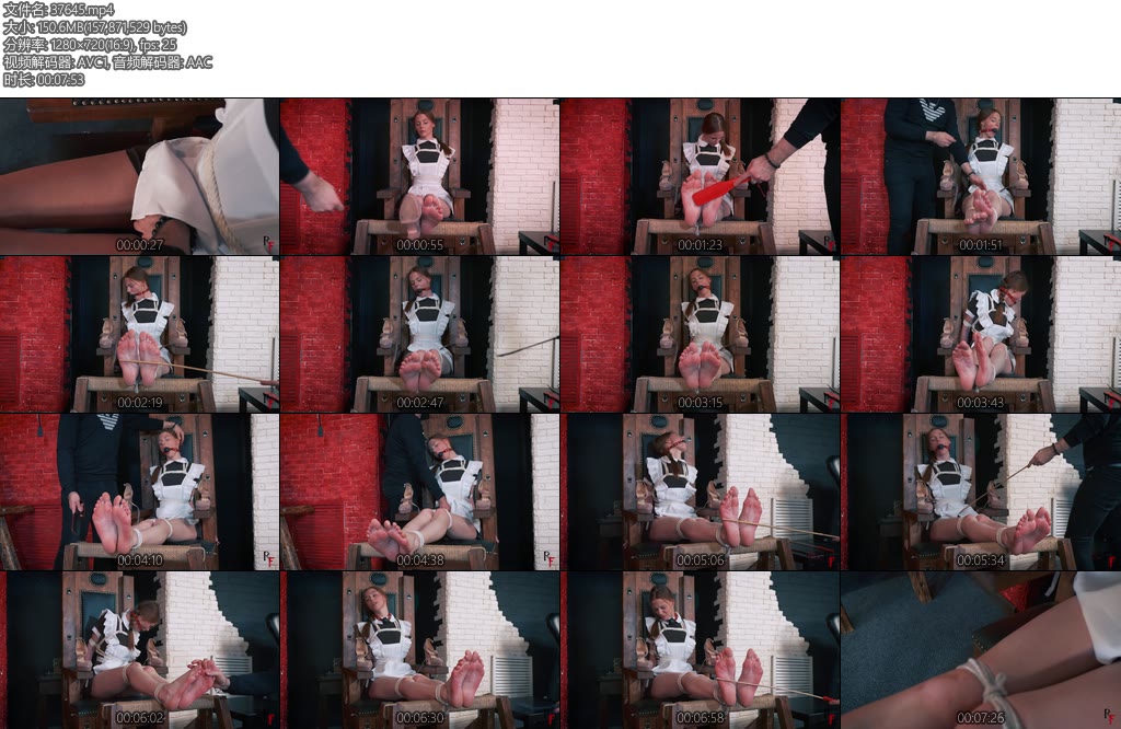 [欧美绳艺] Bastinado for the delinquent schoolgirl Lisenok and Topless hogtie on the turntable-丝依依