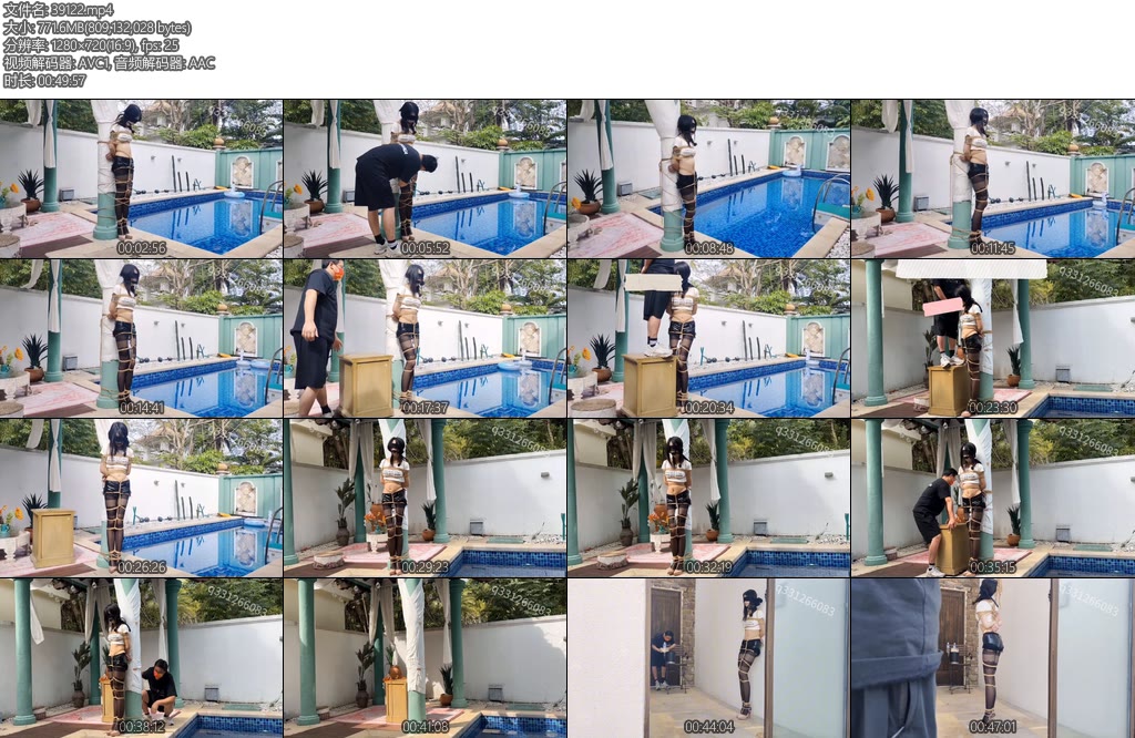 [欢乐谷] 别墅院子里的惩罚 性感无比的黑丝高跟m被捆在某个别墅的院子里的柱子上，由于被高跟罚站无法动弹-丝依依