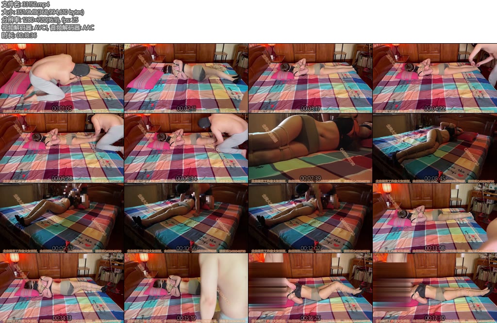 [BJ原创] 北京绳艺 内衣灰丝黑高并腿缚（第二集）真假YJ上下共同进攻妹子叫苦不迭无奈被主人按在床上只能扭动身体抗议-丝依依