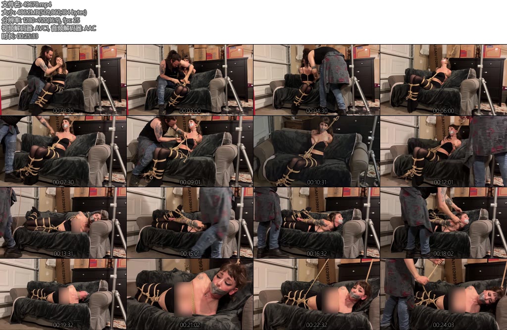 [欧美绳艺] Garage Couch Hogtie Fun-丝依依
