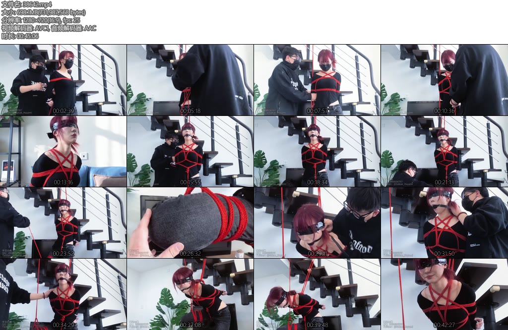 [早见Hayami] 早见の绳红发女神小粥试镜173cm身材柔韧度很高单腿吊第一次就尝试5cm大号口球-丝依依