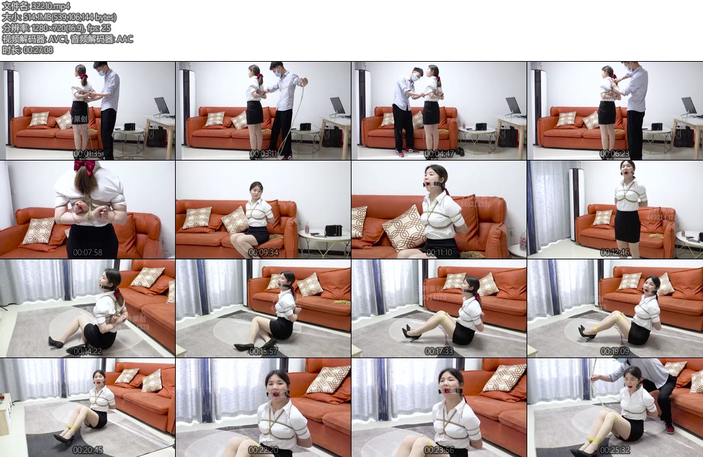 [子衿原创] 新模珞珞职业装肉丝高跟五花紧缚挣扎口枷口水-丝依依