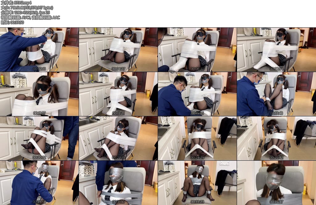 [默示录] 缚艺录小绫小绫椅子束缚胶带缠绕最真实的挣扎无虚假的演技-丝依依