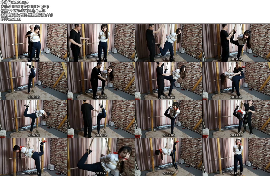 [束缘阁] 紫依 白衬西裤 极限单腿吊转圈-丝依依