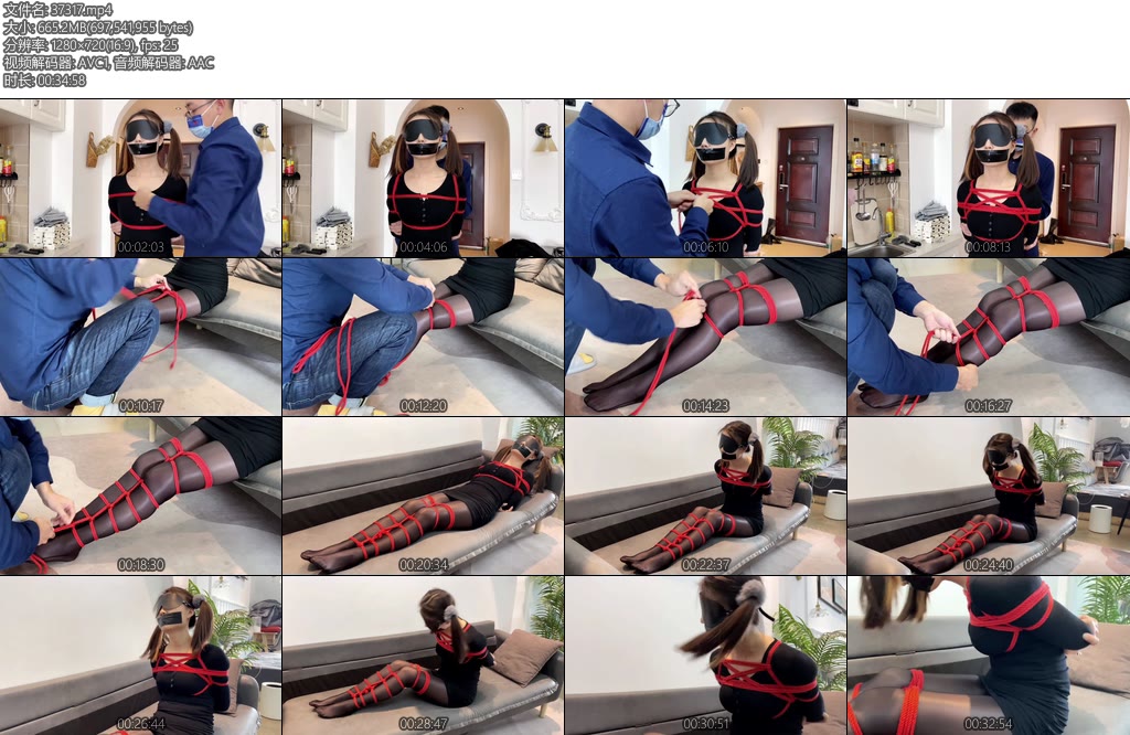 [默示录] 缚艺录小绫新模小绫第一次体验绳艺最真实的挣扎毫无浮夸的演技-丝依依