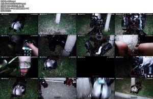 [JIOJIO原创] 乳胶の母畜性奴隶8户外篇2公路小树林K9乳胶犬奴林间遛狗白色GS尾巴电极乳胶套训练器震动强制GC-丝依依