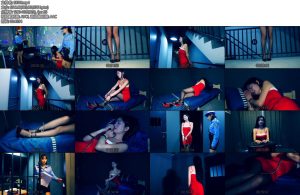 [胜景影视] 罪犯柳含烟的末日上集故意杀人犯柳含烟被捕后不老实被美女井花反铐栏杆惩戒-丝依依