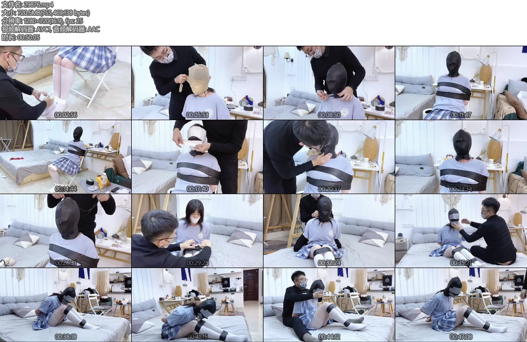 [默示录] 缚艺录定拍小洛的绳艺日记（3）先用胶带封住嘴巴再用头套后胶带层层包裹小洛在体验到X_X-丝依依