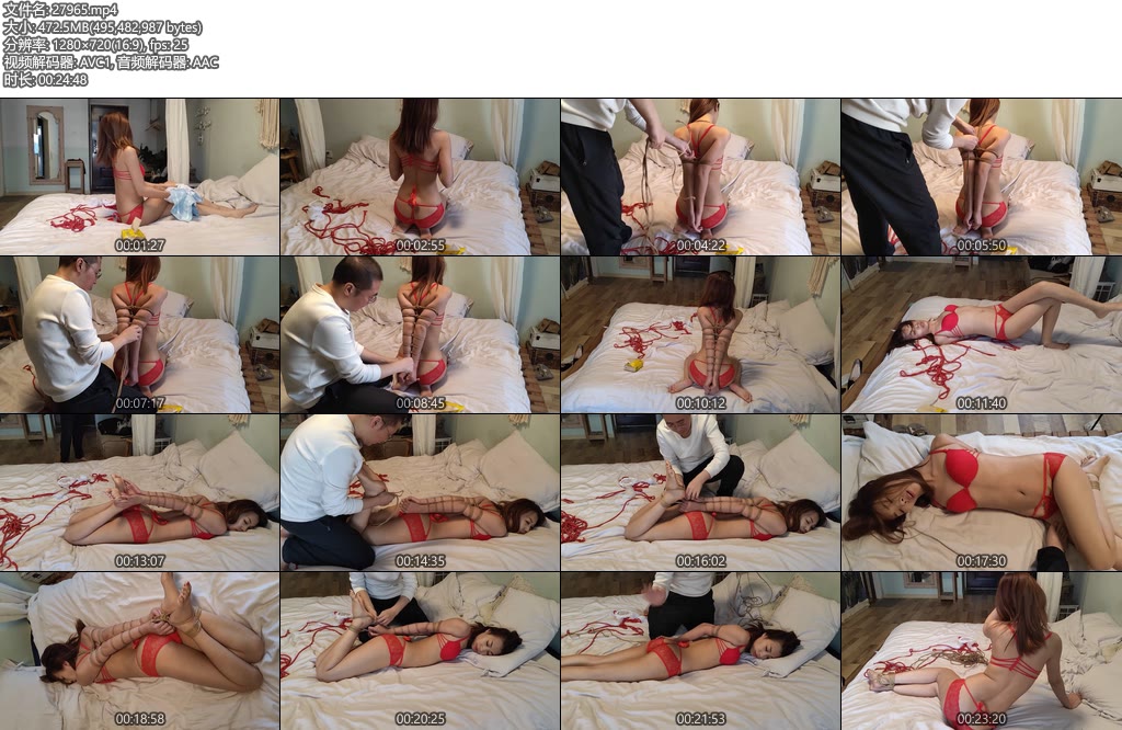 [随心原创] 诺米 床上性感红内衣直臂紧缚-丝依依