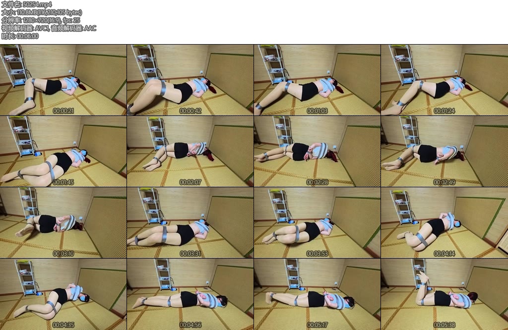 [渎竺原创] 川川欧美图绑法复刻银色胶带并腿后手缚-丝依依