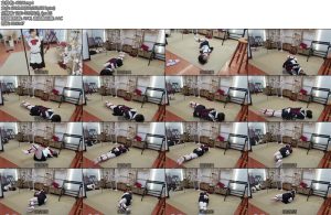 [亚洲绳艺] 苏式校服直臂紧缚放置海绵球加胶带堵嘴双手也被缠成球球-丝依依
