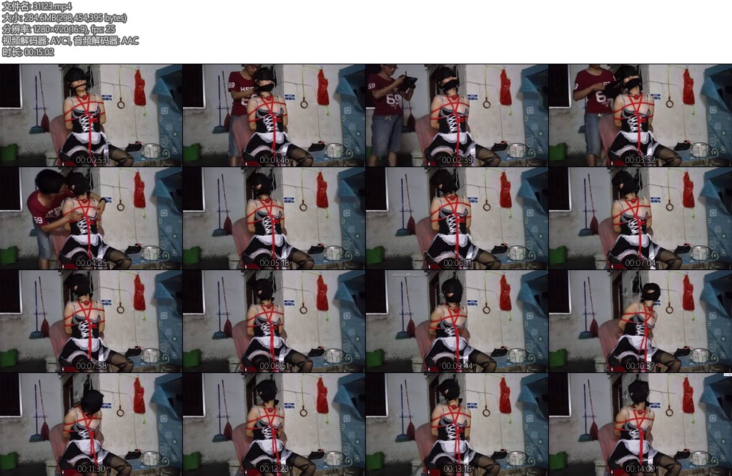 [亚洲绳艺] 室内妹抖服捆绑丝袜套头调教实录-丝依依