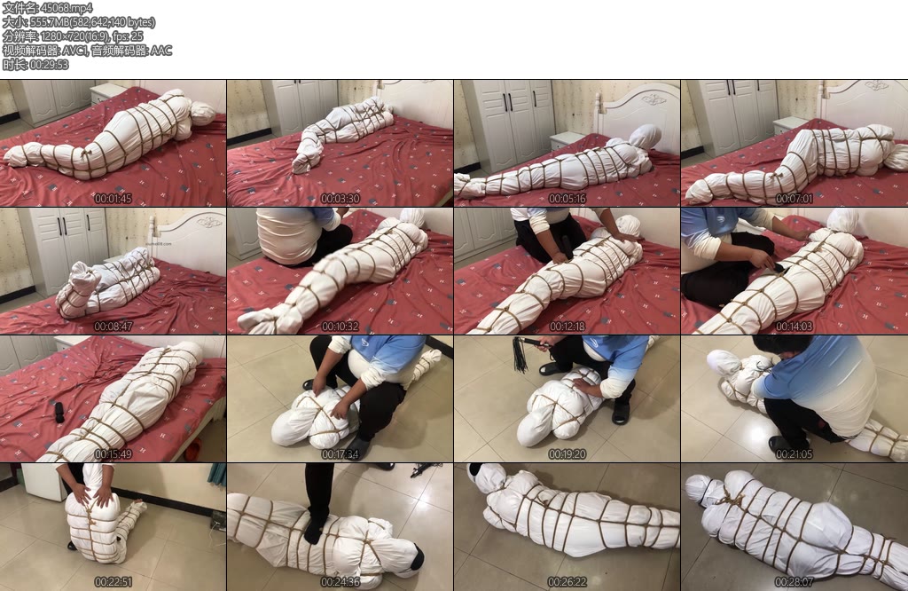 [朱雀雀] 白床单全包绑缚虐待-丝依依