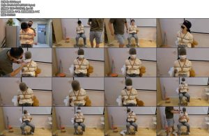 [JS原创] 梦琪椅子上的束缚毛巾塞嘴胶带丝袜头套绷带口罩严密封堵-丝依依