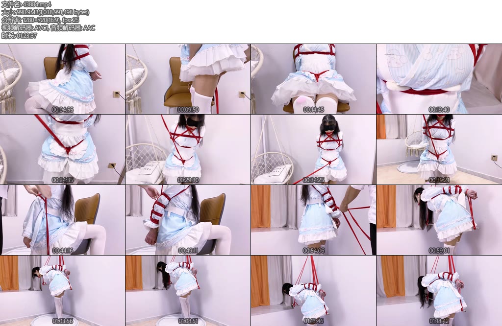 [嗷大喵] 路崽日记第九集洛丽塔日式紧缚胸缚内置TD超紧股绳红布塞嘴红绳勒嘴拉拽股绳牵着走跪着走鸭子坐欧式直臂紧缚后手吊缚铁杆子紧勒虐阴特辑等等-丝依依