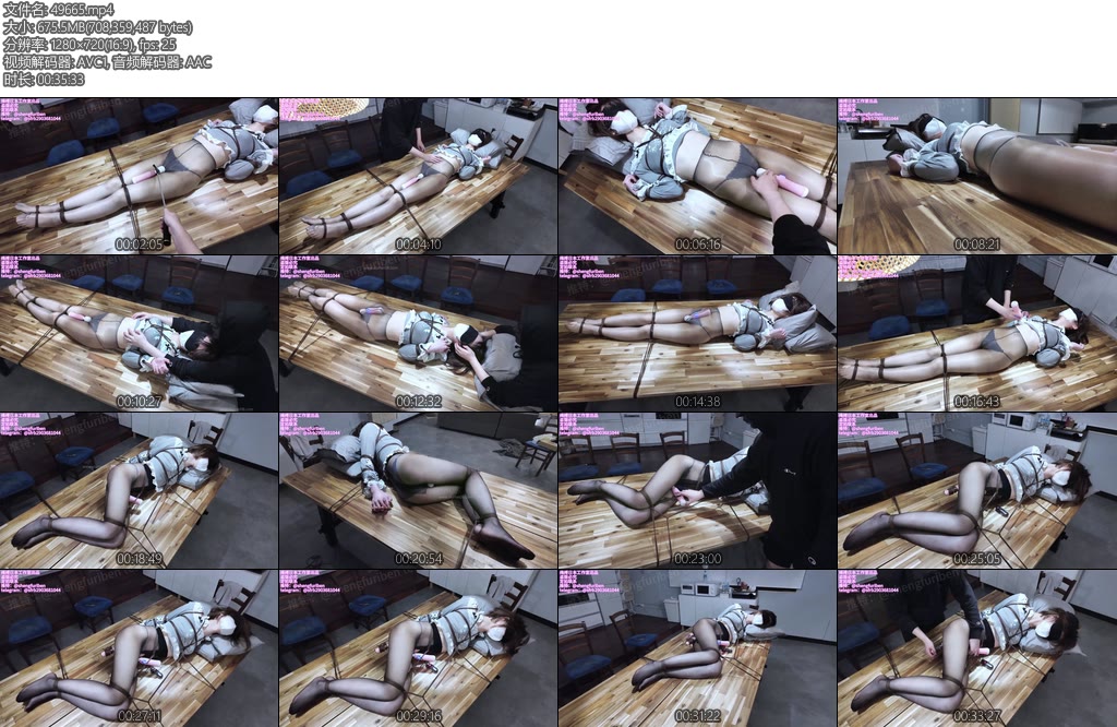 [亚洲绳艺] 绳缚日本工作室 秀色可餐漫画复刻病娇少女餐桌上的固定强制插入完全固定紧缚暴力tk笑到抽搐强制gc插入固定灰色小内裤凌丝等-丝依依