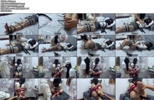 [出租屋原创] 出租屋游戏 肉丝脚lo娘女秘书的小董被拘束玩弄tk后在海老缚二次强制gc在床上还是在椅子上都是一样-丝依依