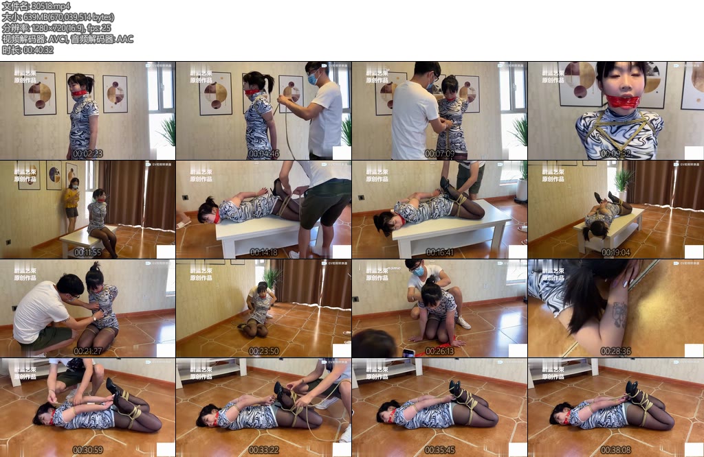 [蔚蓝艺束] 旗袍小模月巴 丝袜塞嘴 胶布紧勒 直臂分腿驷马-丝依依