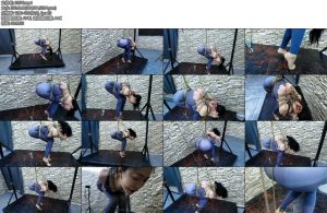 [飞天原创] 艺仙儿超高难度后手观音吊缚后面在配置一个自动股绳拉扯机竟能把她折磨的G潮至喷射-丝依依