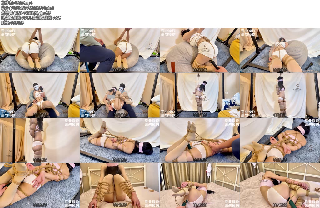 [丝组米亚] 04后模特绳艺第二弹白色内衣裹胸胶带手脚捆在一起的GC-丝依依