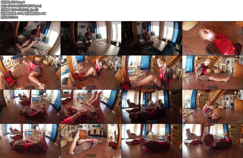 [欧美绳艺] Satin Clad Business Woman Hogtied-丝依依