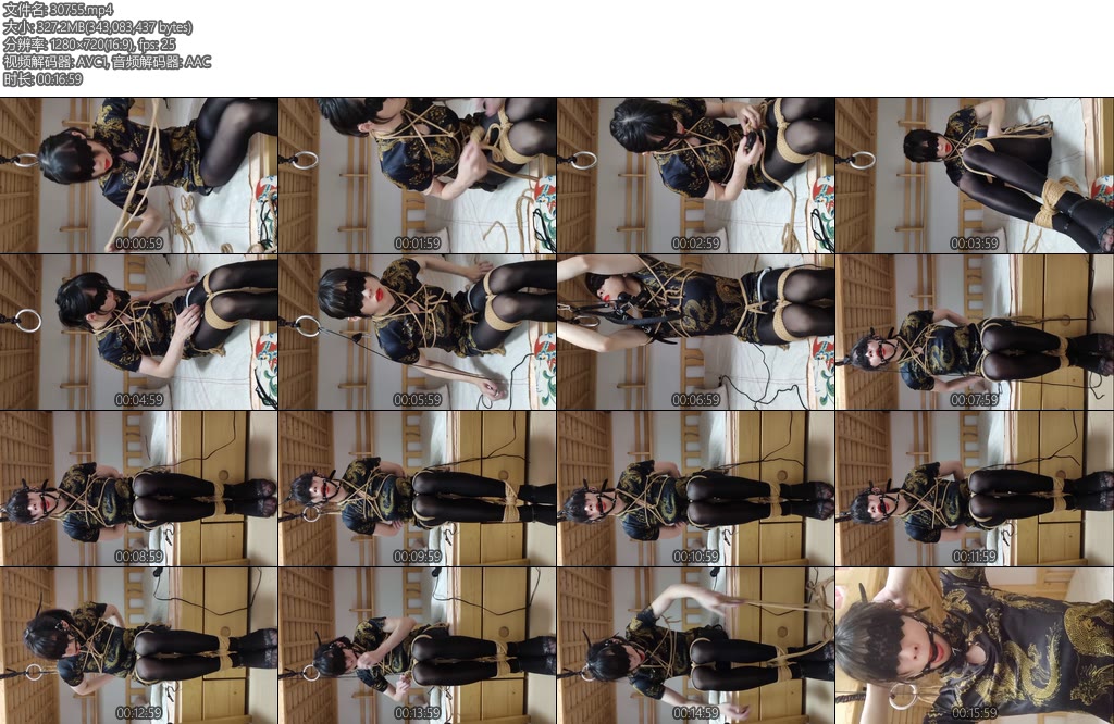 [亚洲绳艺] 伪娘旗袍黑丝后手缚强制抬头-丝依依