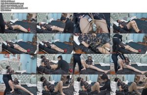 [雯莹莹] 小雯旗袍龟甲缚肉丝高跟鞋眼罩口球开口枷棒棒强制GC强制分腿阳J出入爽到内裤湿透-丝依依