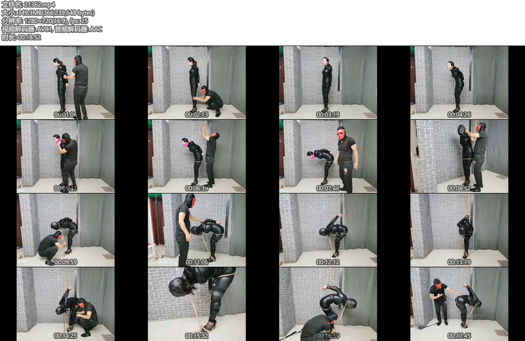 [飞天原创] 柔柔皮衣高跟,丝袜堵嘴，皮帽全封,呼吸困难,双腿紧缚、黑带直臂紧缚高吊，原地挣扎-丝依依