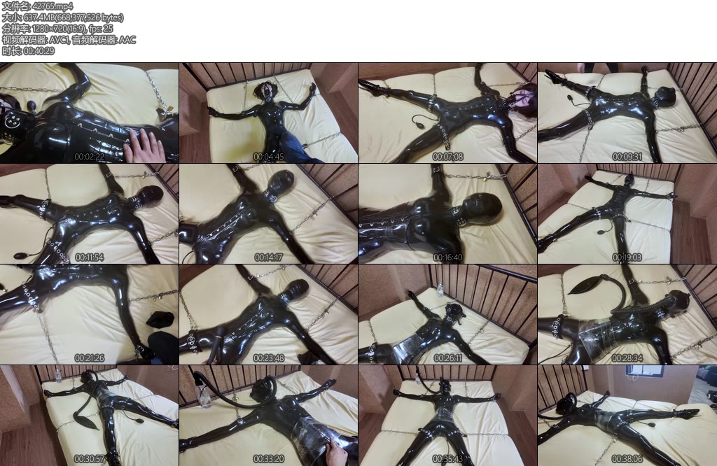 [鹿角与猫爪] 铁链大字床缚乳胶爪爪只是在床上睡觉殊不知醒来已经被大字拘束脚铐手铐铁链铁床拘束多种道具呼控微孔-丝依依