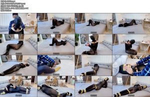 [默示录] 缚艺录 卷卷作为3年绳友的卷卷一如既往的顽皮胶带封眼后头套紧固住被全身黑色丝袜包裹着慢慢去挣扎吧-丝依依
