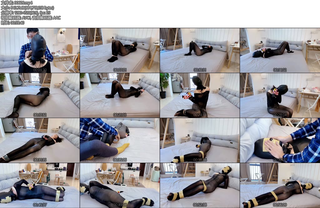 [默示录] 缚艺录 卷卷作为3年绳友的卷卷一如既往的顽皮胶带封眼后头套紧固住被全身黑色丝袜包裹着慢慢去挣扎吧-丝依依