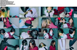[亚洲绳艺] 女学生和老师被绑架绑匪将她们绑在一起用胶带粘住她们的嘴闭上眼睛-丝依依