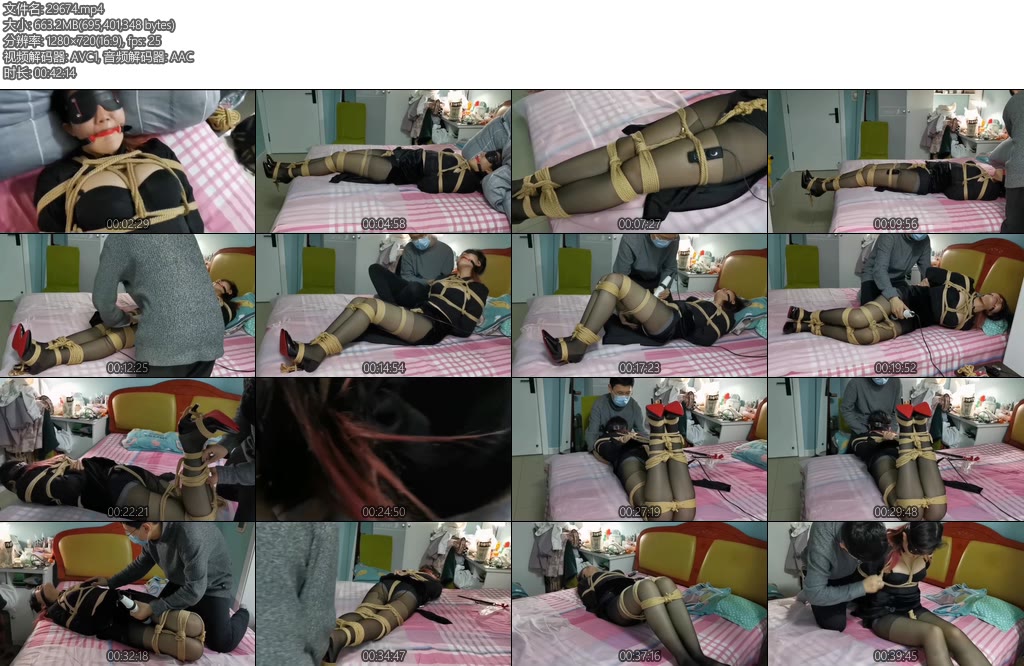 [雯莹莹] 深夜潜入小雯闺房玩调教游戏黑色旗袍配黑丝高跟鞋眼罩口球棒棒强制连续GC驷马缚再戴上开口器流口水-丝依依