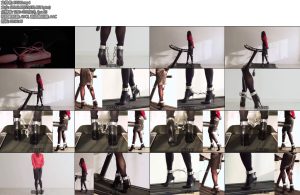 [亚洲绳艺] 银色重镣禁锢的红衣黑裙超高跟充气GSTD电击器与跑步机-丝依依