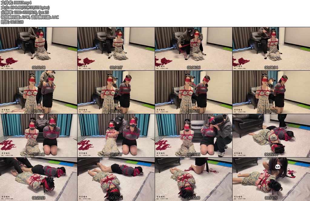 [老癸原创] 绑调姐妹花抚摸羞辱玩弄SP娇喘求饶口水紧缚放置逃脱肉丝长裙口塞-丝依依