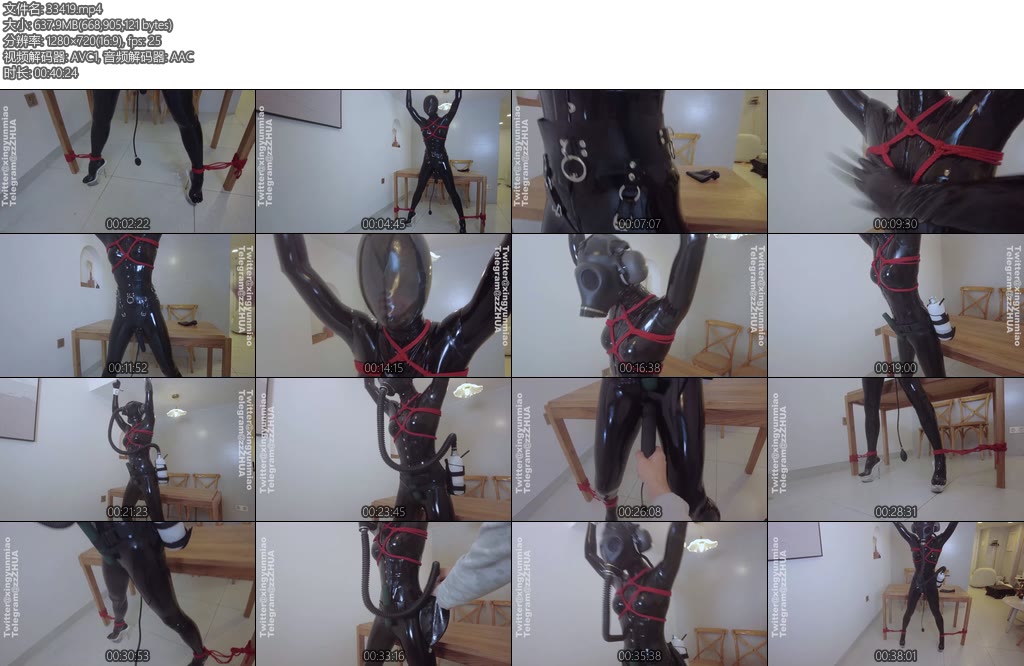 [鹿角与猫爪] 胶衣系列透明高跟鞋大字缚感官管理全程的呼吸管理呼吸头套一张一缩隔音耳机防毒面具连接呼吸瓶呼吸袋-丝依依