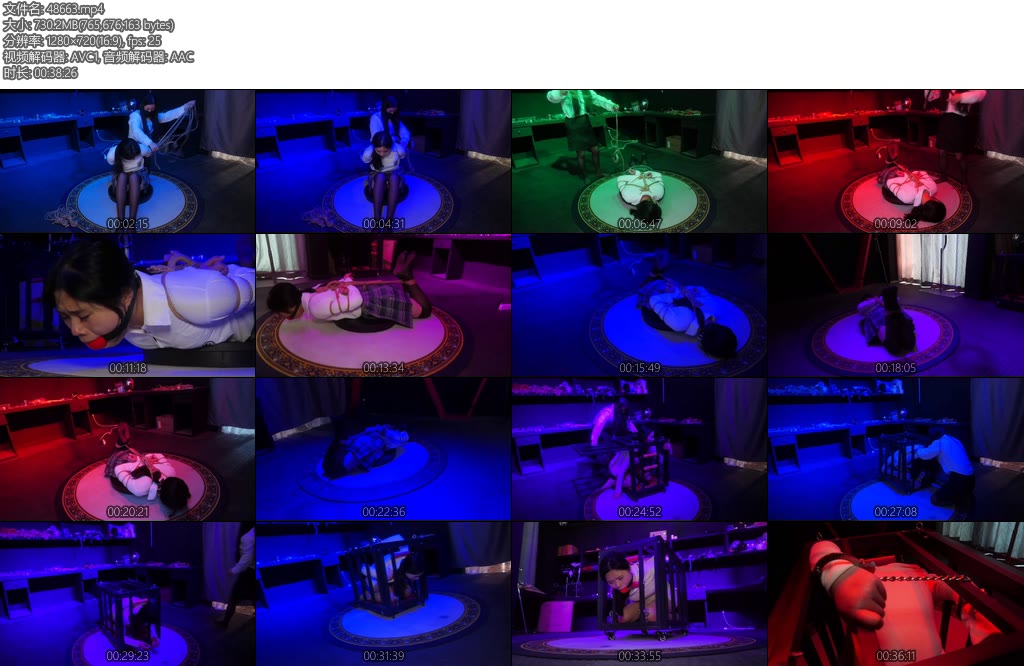 [胜景影视] 女M驷马笼中紧锢女M被戴上超级大口球驷马关笼放在电动转盘上-丝依依