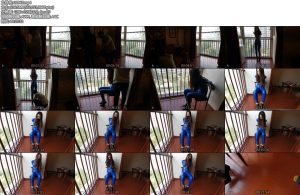 [JS原创] 瑾萱 蓝色胶衣 胶带封嘴 椅子束缚挣扎-丝依依