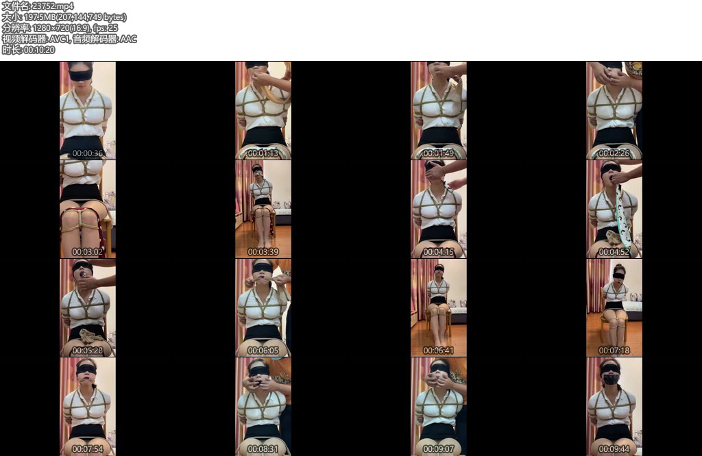 [亚洲绳艺] 美女被绑在椅子上挣扎男子用丝术 丝袜丝巾堵嘴-丝依依