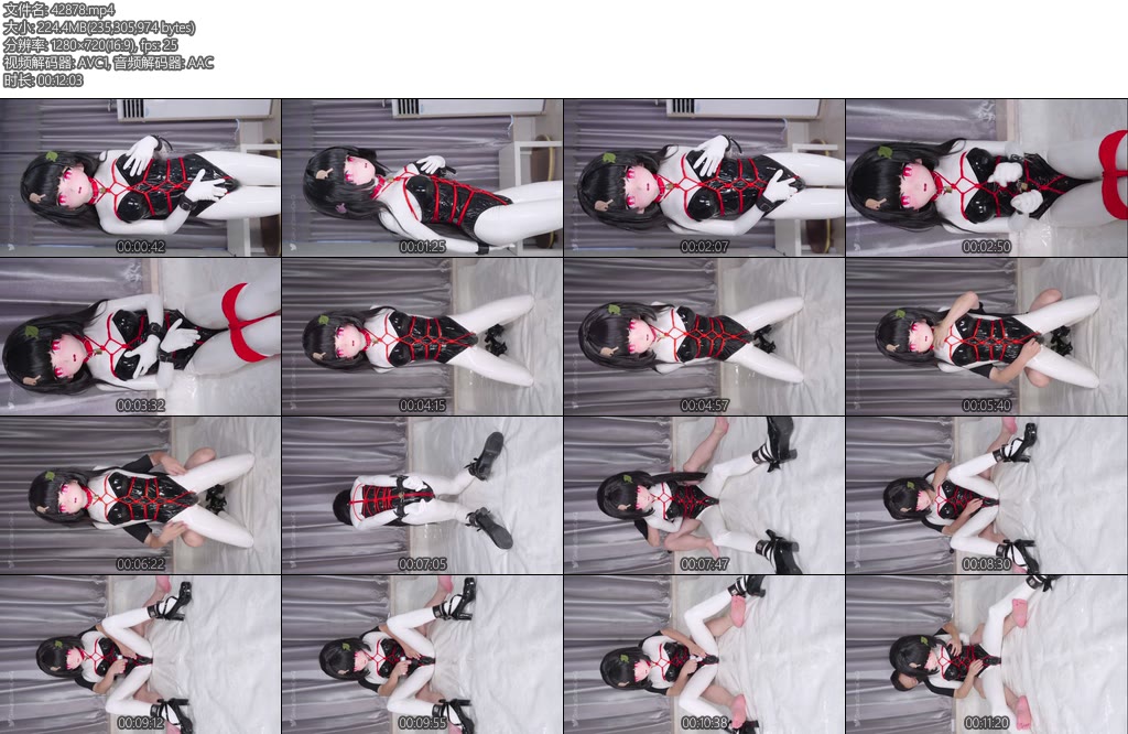 [CD伪娘] 刻猫猫男娘kigurumi兔女郎白胶衣贞操锁-丝依依